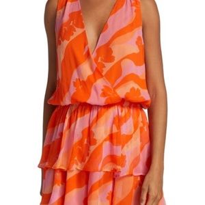 Ramy Brook Baldwin Abstract Floral Printed Mini Dress BNWT LARGE